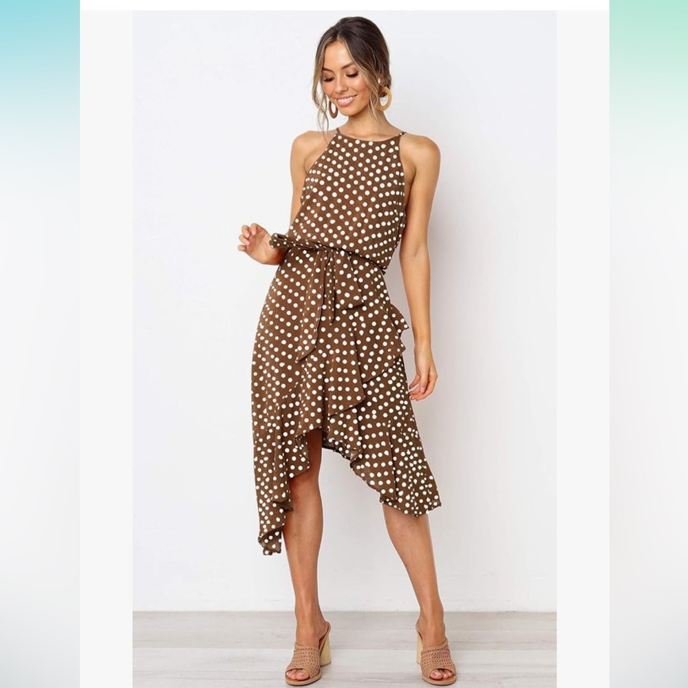 Brown and White Polka Dot Dress NWT!